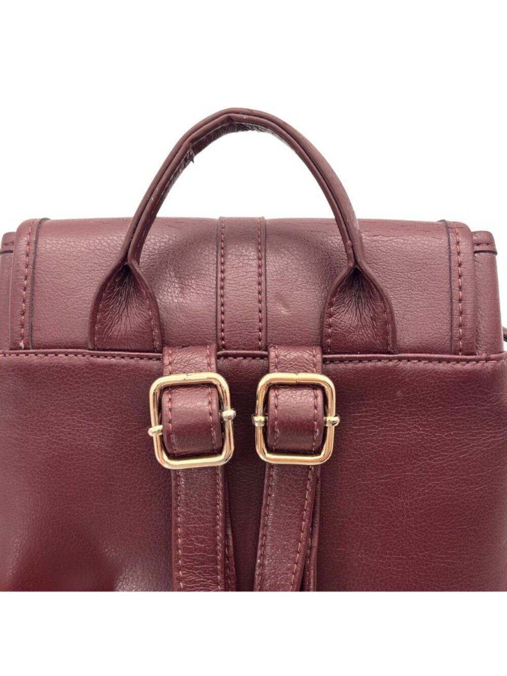 Sole Society Burgundy Faux Leather Backpack With Adjustable Straps & Gold-Tone - Picture 6 of 16
